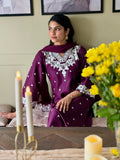 3 Piece Purple embroidered Suit